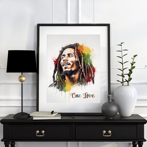 8x10 Bob Marley One Love Fantasy Art Watercolor Oil Painting Wall Art Print - Picture 2 of 6